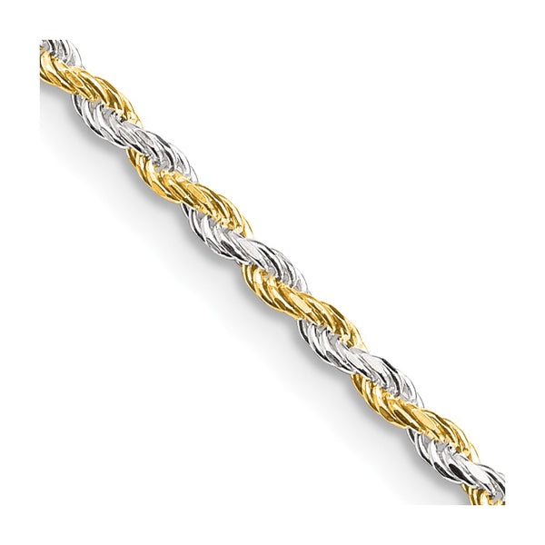 1.85mm Diamond-Cut Rope Chain in Sterling Silver & Vermeil