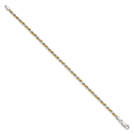 Buy Stylish 2.5mm Diamond-Cut Rope Chain in Sterling Silver & Vermeil