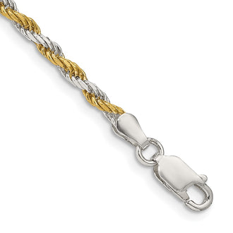 High-Quality 2.5mm Diamond-Cut Rope Chain in Sterling Silver & Vermeil - Stylish Value!