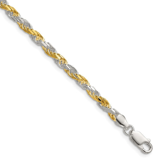 High-Quality 3.5mm Diamond-Cut Rope Chain in Sterling Silver & Vermeil - Stylish Value