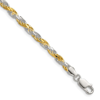 Buy Stylish 3.5mm Diamond-Cut Rope Chain in Sterling Silver & Vermeil