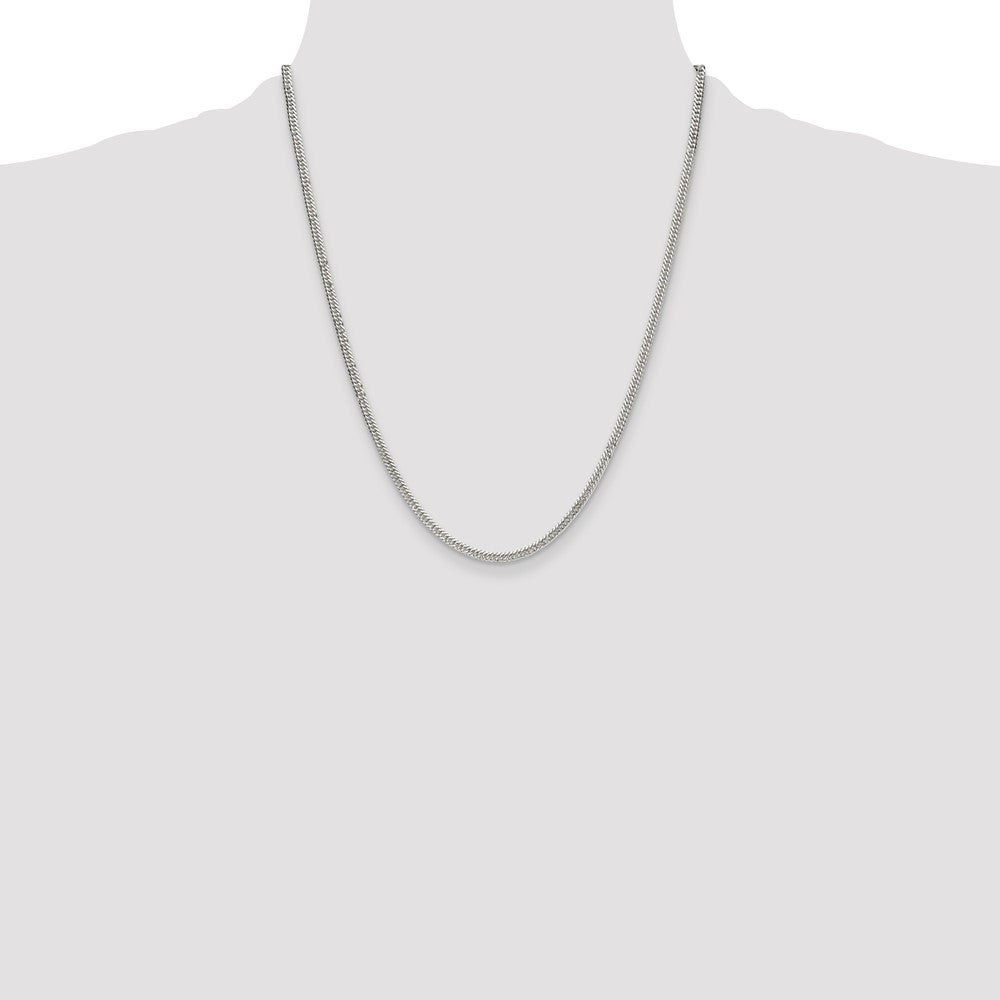 Buy Stylish 3.0mm Double Diamond-Cut Curb Chain in Sterling Silver - Affordable Luxury