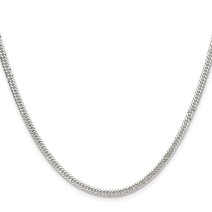 High-Quality Rhodium-Plated Sterling Silver 3.0mm Curb Chain - Stylish Value!-2