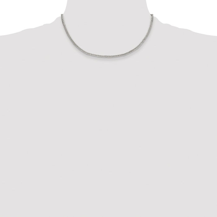 High-Quality Rhodium-Plated Sterling Silver 3.0mm Curb Chain - Stylish Value!-4
