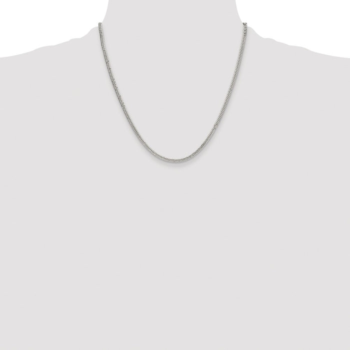 Buy Stylish 3.0mm Rhodium-Plated Sterling Silver Double Diamond-Cut Chain-4