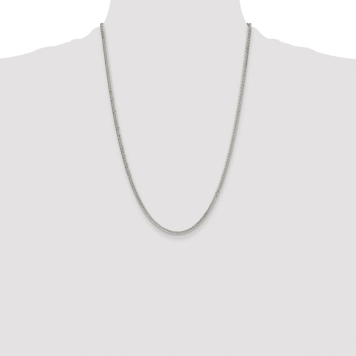 Buy Stylish Rhodium-Plated Sterling Silver 3.0mm Double Diamond-Cut Chain-4