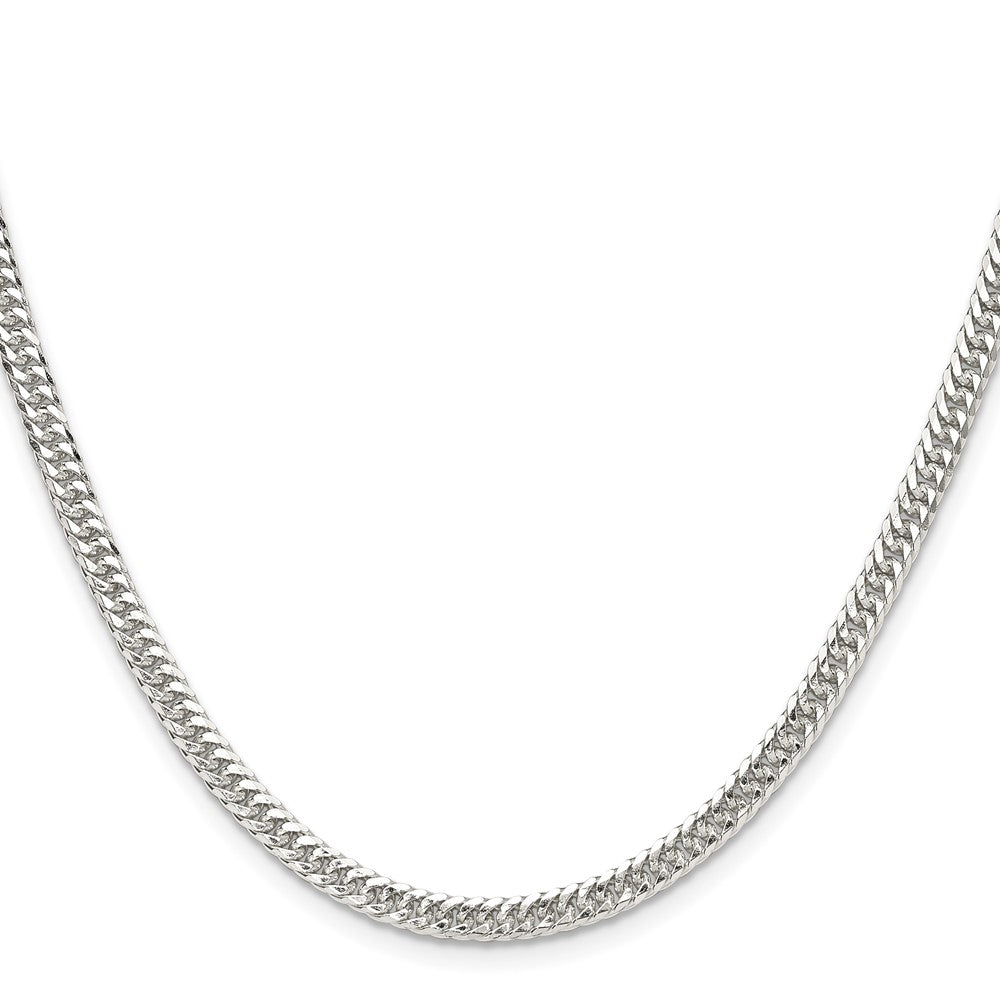 High-Quality Polished Sterling Silver 3.9mm Double Diamond-Cut Curb Chain - Stylish Value!