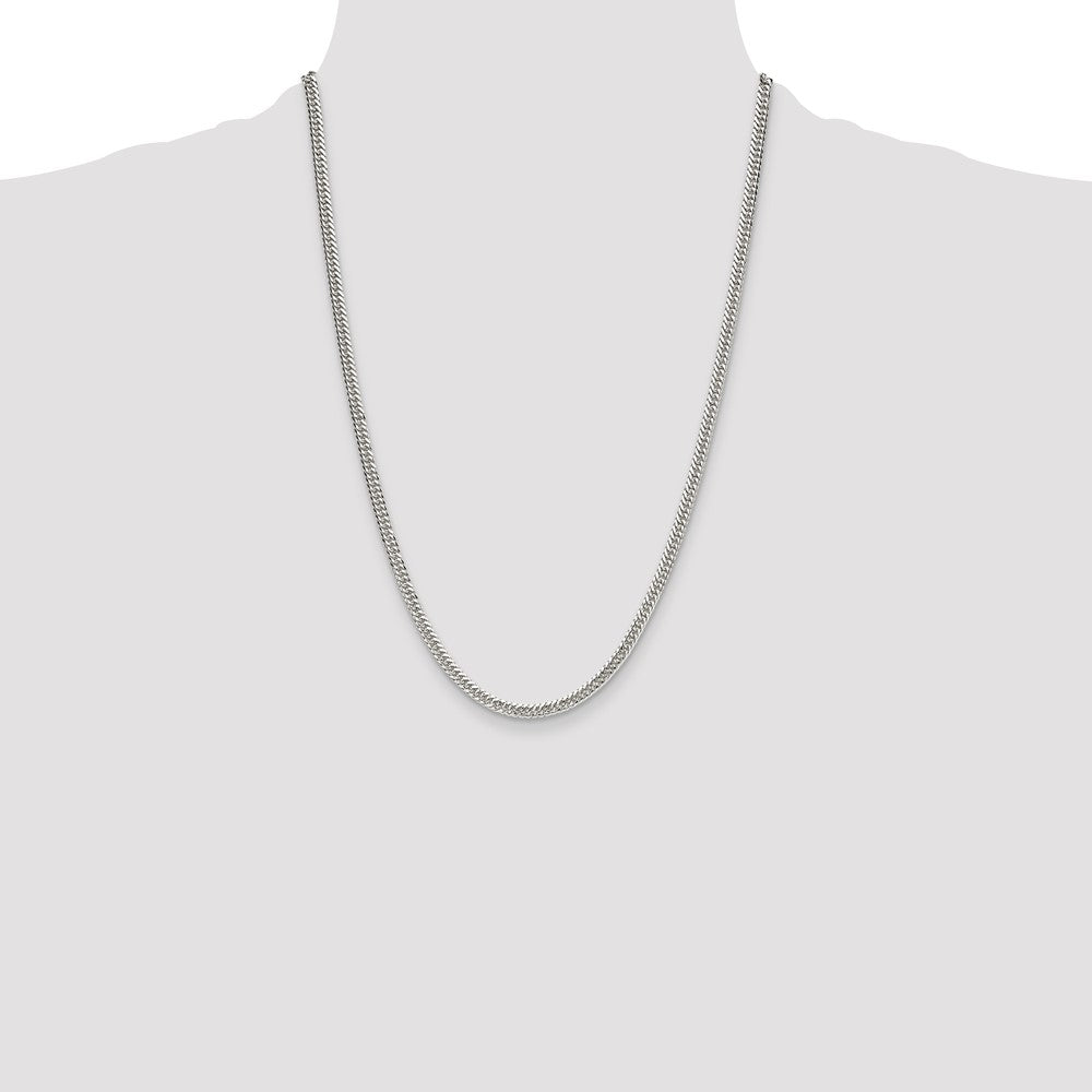 High-Quality Polished Sterling Silver 3.9mm Double Diamond-Cut Curb Chain - Stylish Value!
