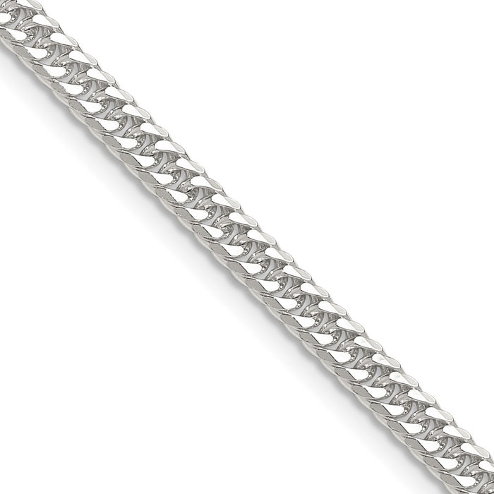 High-Quality Polished Sterling Silver 3.9mm Double Diamond-Cut Curb Chain - Stylish Value-1
