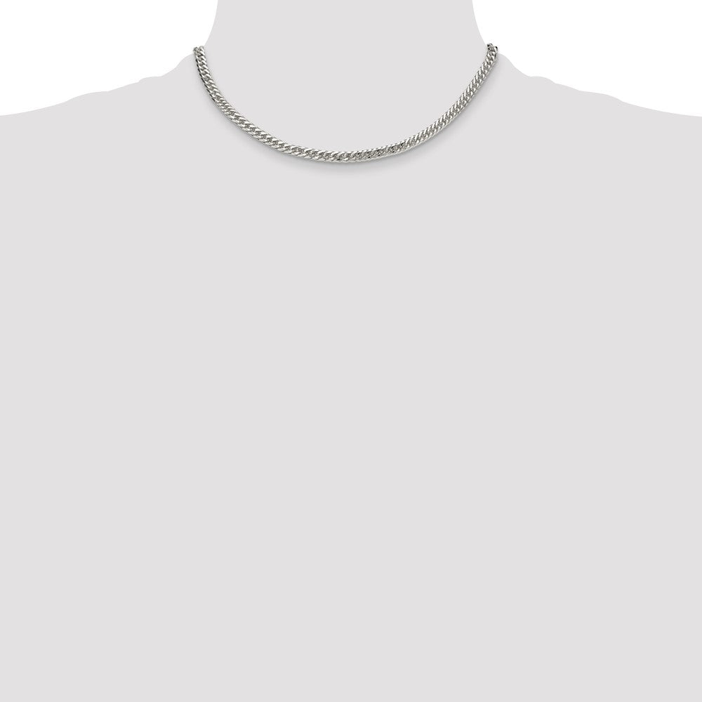 Exclusive 4.8mm Polished Sterling Silver Double Diamond-Cut Curb Chain - Affordable Value!