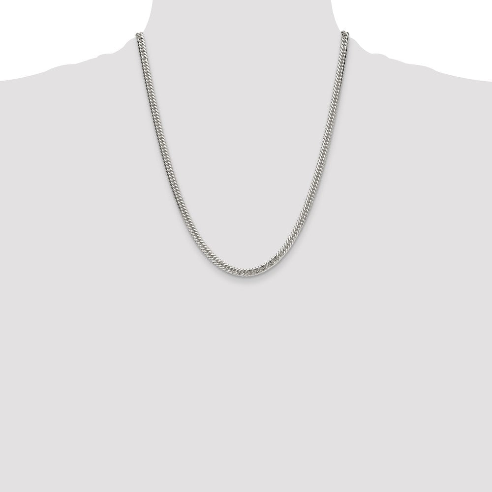 Buy Stylish 4.8mm Polished Sterling Silver Double Diamond-Cut Curb Chain