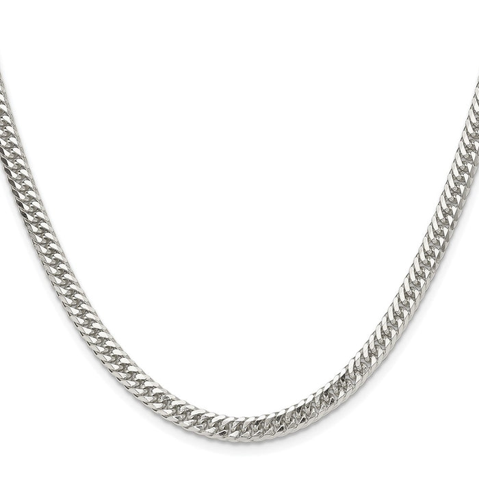 Buy Stylish Rhodium-Plated Sterling Silver 4.8mm Diamond-Cut Curb Chain-2