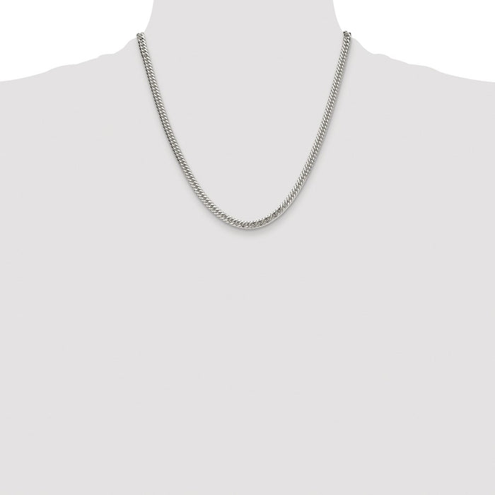 Buy Stylish Rhodium-Plated Sterling Silver 4.8mm Diamond-Cut Curb Chain-4