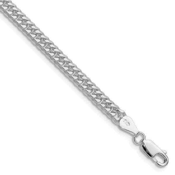 Rhodium-Plated Sterling Silver 4.8mm Double Diamond-Cut Chain
