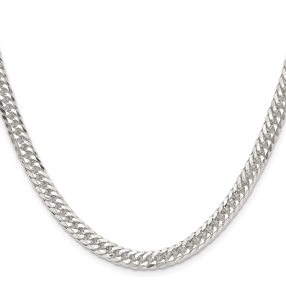 Exclusive 5.7mm Double Diamond-Cut Curb Chain in Polished Sterling Silver - Affordable Value!