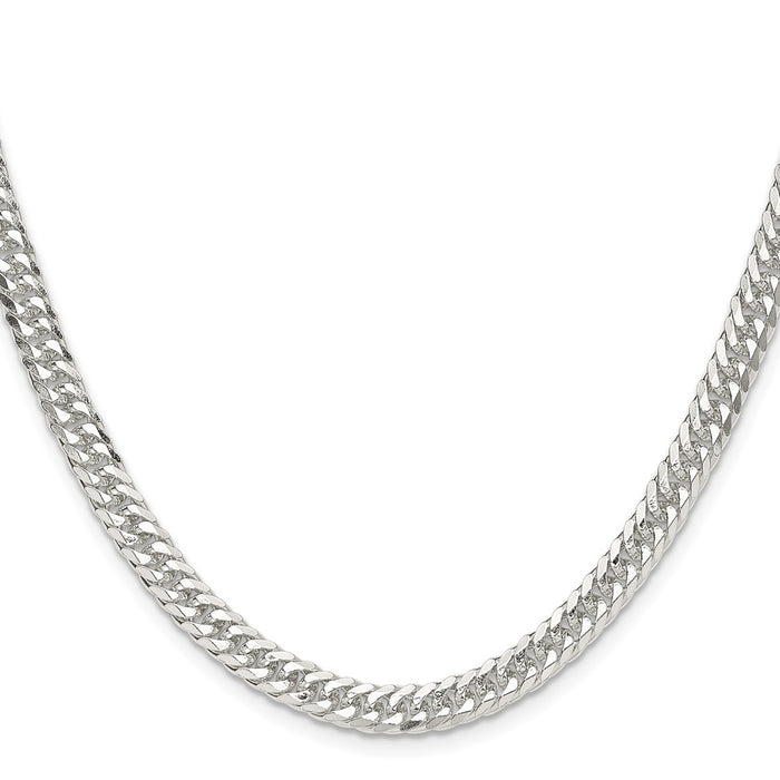 Exclusive 5.7mm Double Diamond-Cut Curb Chain in Polished Sterling Silver - Affordable Value!-2