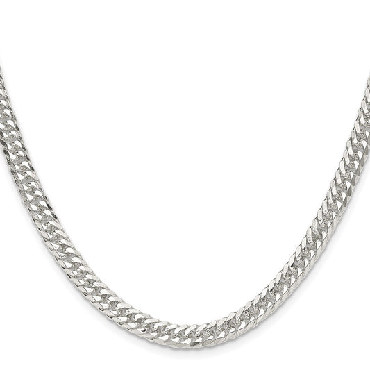 Buy Stylish 5.7mm Polished Sterling Silver Double Diamond-Cut Curb Chain