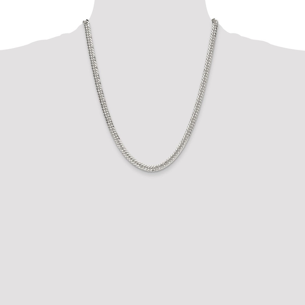 Exclusive 5.7mm Double Diamond-Cut Curb Chain in Polished Sterling Silver - Affordable Value!