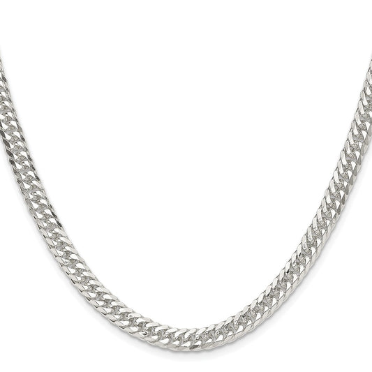 High-Quality 5.7mm Rhodium-Plated Sterling Silver Double Diamond-Cut Chain - Stylish Value!