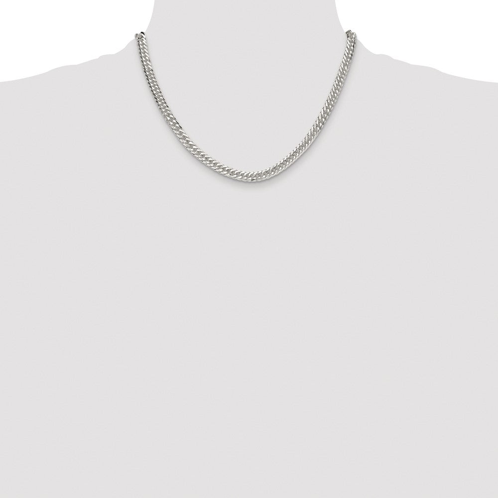 Buy Stylish 5.7mm Rhodium-Plated Sterling Silver Double Diamond-Cut Chain