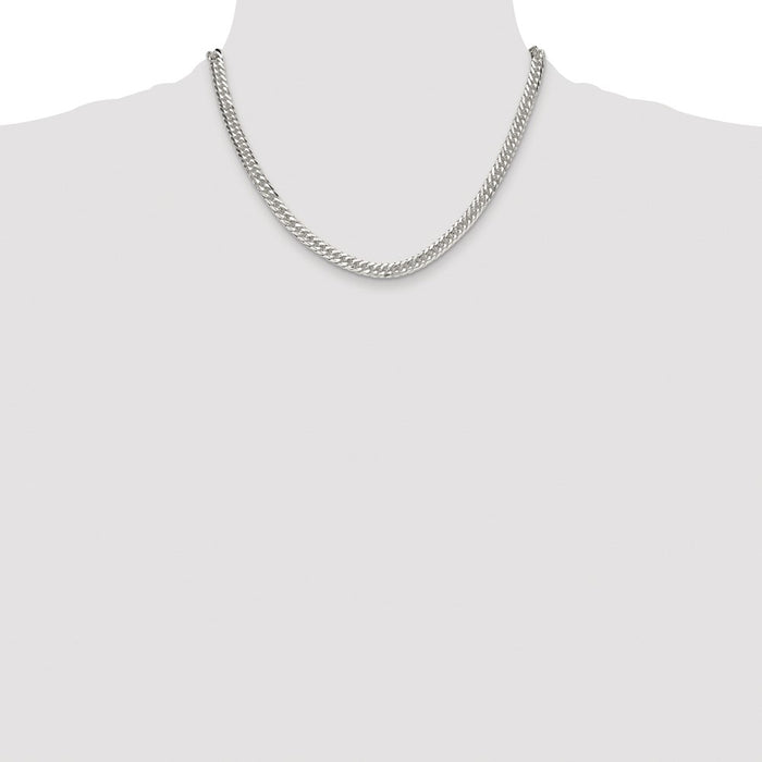 Buy Stylish 5.7mm Rhodium-Plated Sterling Silver Double Diamond-Cut Chain-4