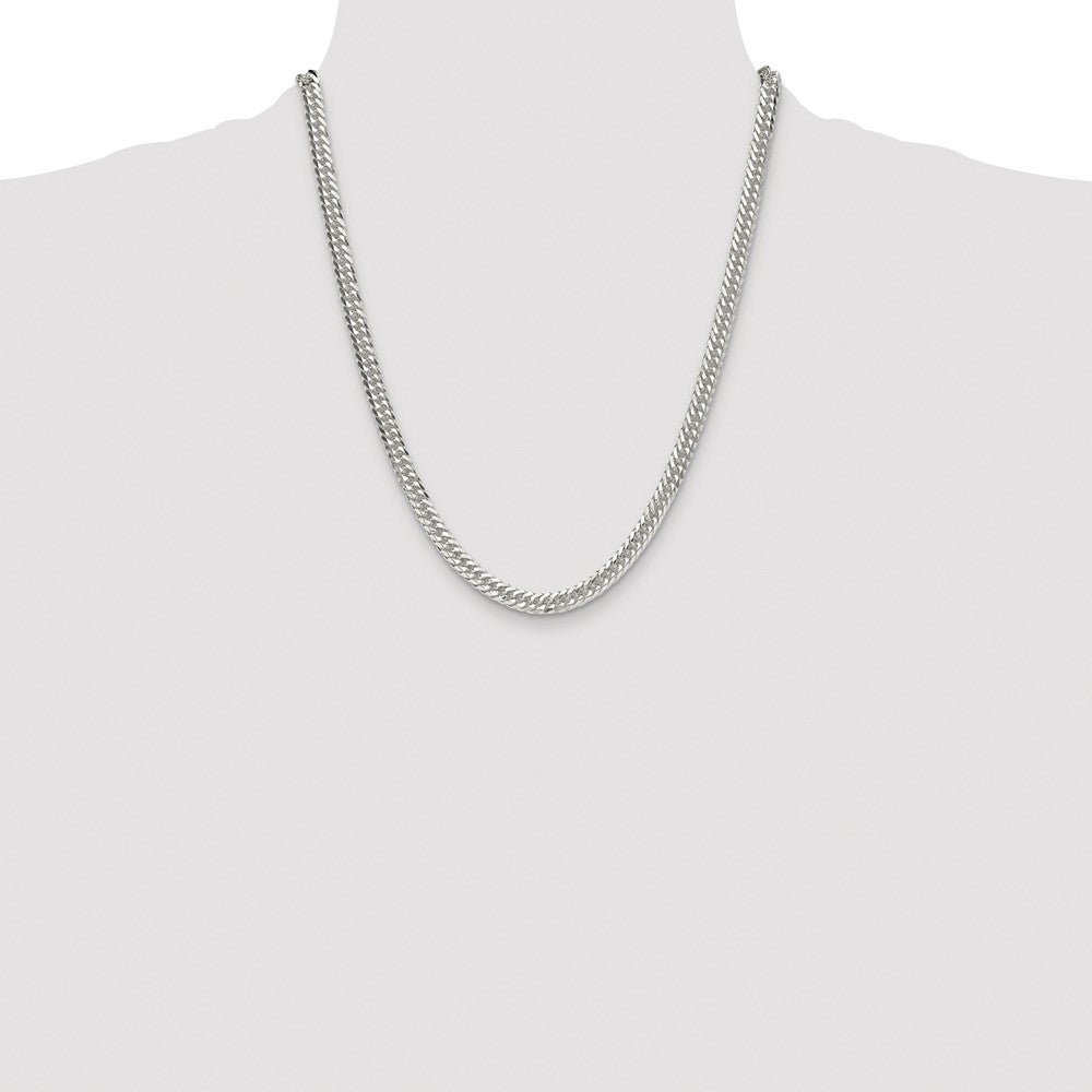 High-Quality Rhodium-Plated Sterling Silver 5.7mm Double Diamond-Cut Chain - Stylish Value!