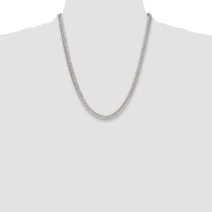 High-Quality Rhodium-Plated Sterling Silver 5.7mm Double Diamond-Cut Chain - Stylish Value!-4