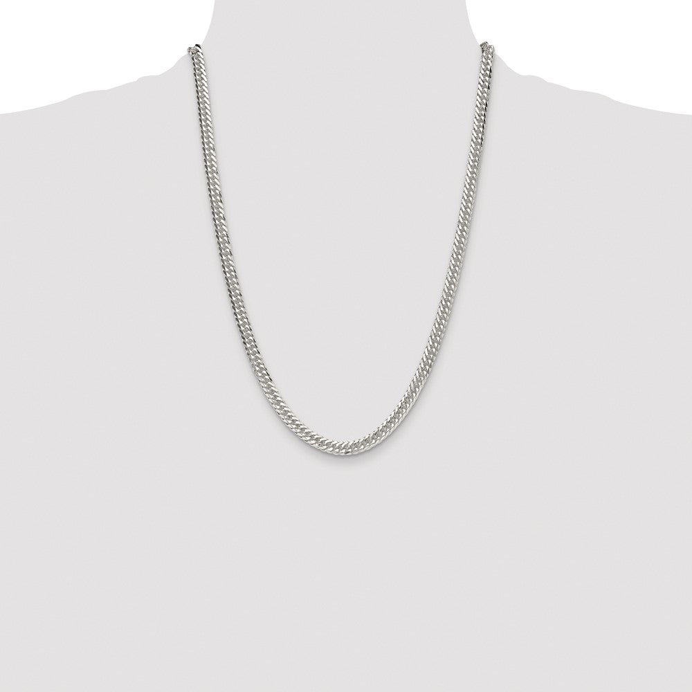 High-Quality 5.7mm Rhodium-Plated Sterling Silver Double Diamond-Cut Chain - Stylish Value!