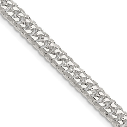 Exclusive 5.7mm Double Diamond-Cut Curb Chain in Polished Sterling Silver - Affordable Value!