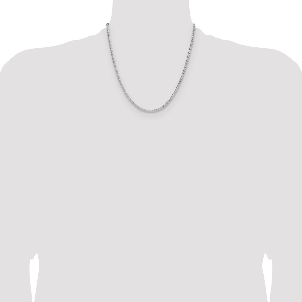 High-Quality Rhodium-Plated Sterling Silver 2.5mm Double Spiga Chain