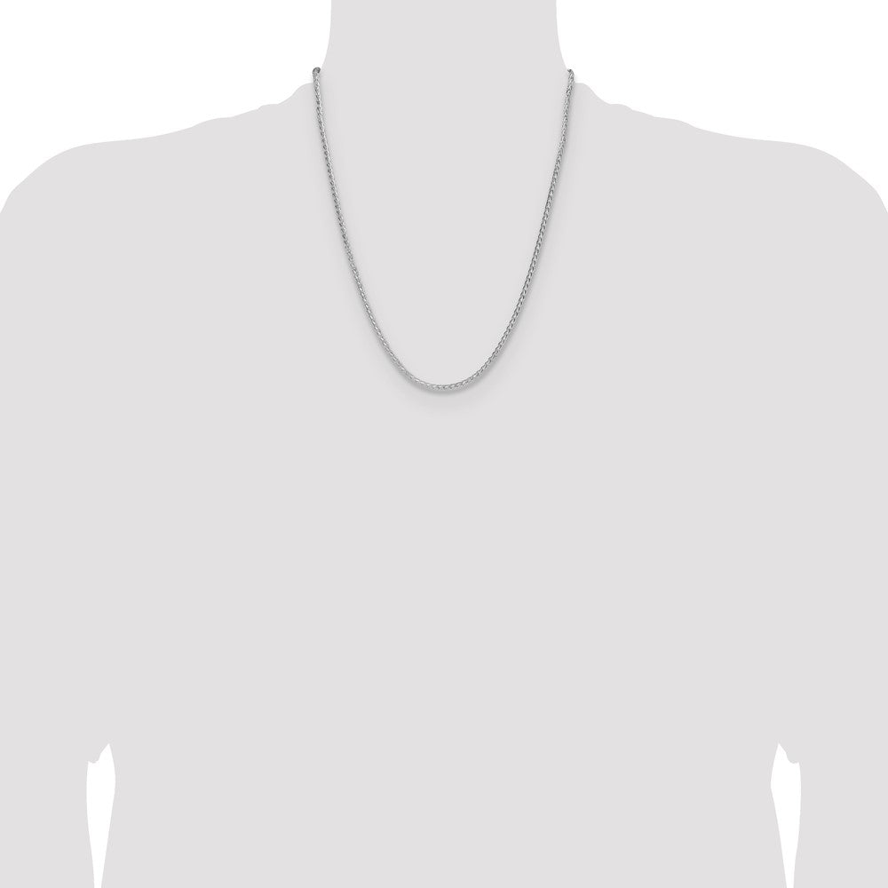 High-Quality Rhodium-Plated Sterling Silver Double Spiga Chain, 2.5mm