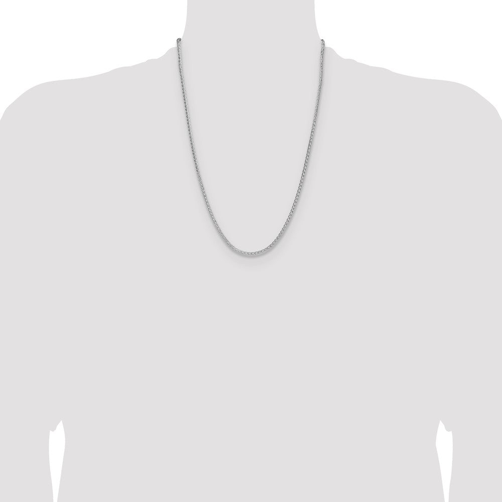 Buy Stylish 2.5mm Rhodium-Plated Sterling Silver Double Spiga Chain