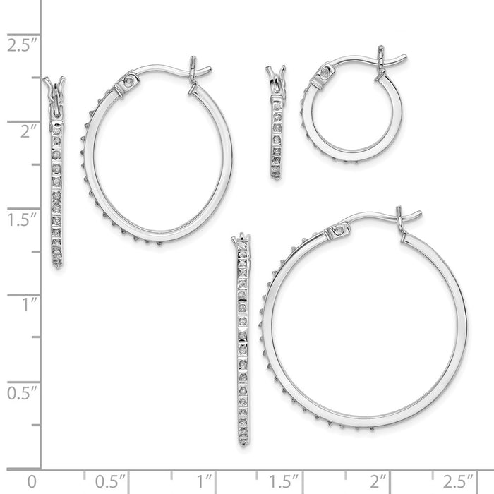 Exclusive Diamond Fascination Set: 3-Piece Oval & Round Earrings in Sterling Silver-5