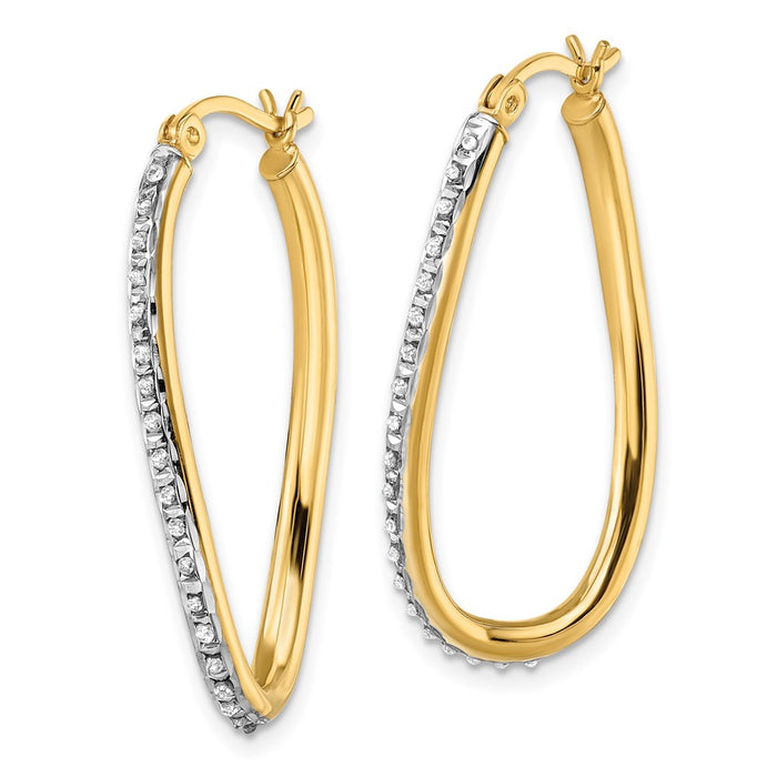 Buy Stylish Diamond Fascination Mystique Oval Twist Hoop Earrings - 18K Gold Plated, Sterling Silver, Affordable Luxury!-2