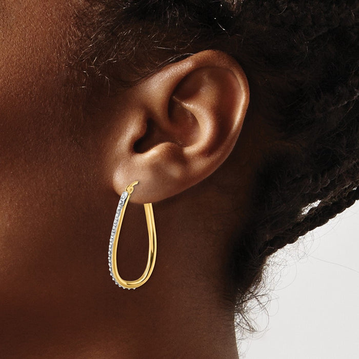 Buy Stylish Diamond Fascination Mystique Oval Twist Hoop Earrings - 18K Gold Plated, Sterling Silver, Affordable Luxury!-3