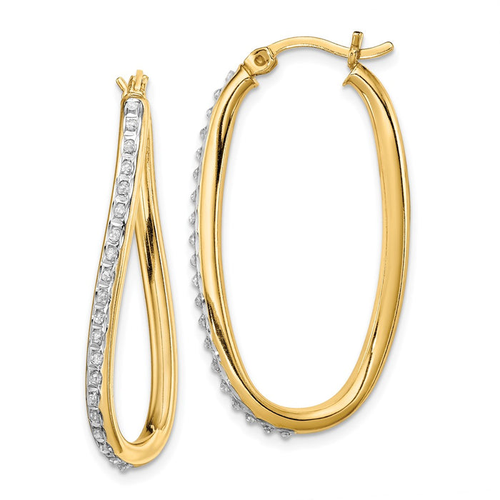 Buy Stylish Diamond Fascination Mystique Oval Twist Hoop Earrings - 18K Gold Plated, Sterling Silver, Affordable Luxury!-1