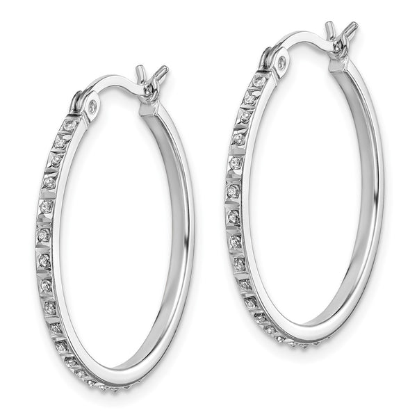 Diamond Fascination Mystique Round Hoop Earrings - Sterling Silver Platinum Plating