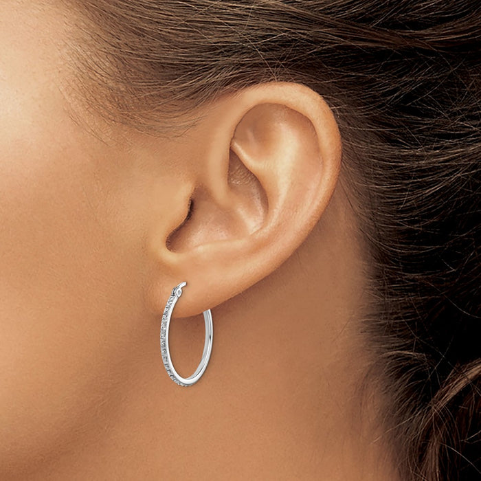 Exclusive Diamond Fascination Mystique Round Hoop Earrings - Stylish Sterling Silver with Platinum Plating-3
