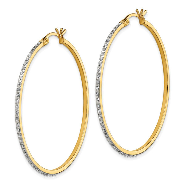 Diamond Fascination Round Hoop Earrings - 18K Gold Plated, Silver