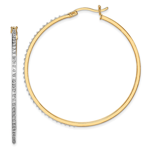 Diamond Fascination Round Hoop Earrings - 18K Gold Plated, Silver