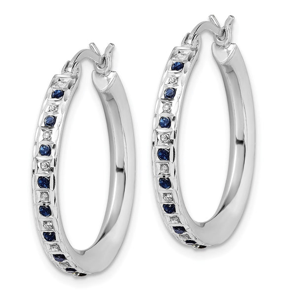 Diamond Fascination Round Hoop Earrings in Platinum-Plated Silver