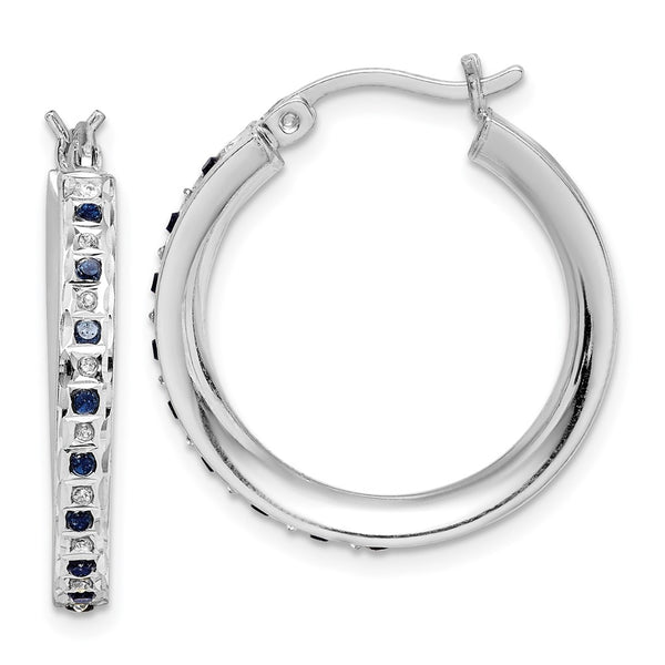 Diamond Fascination Round Hoop Earrings in Platinum-Plated Silver