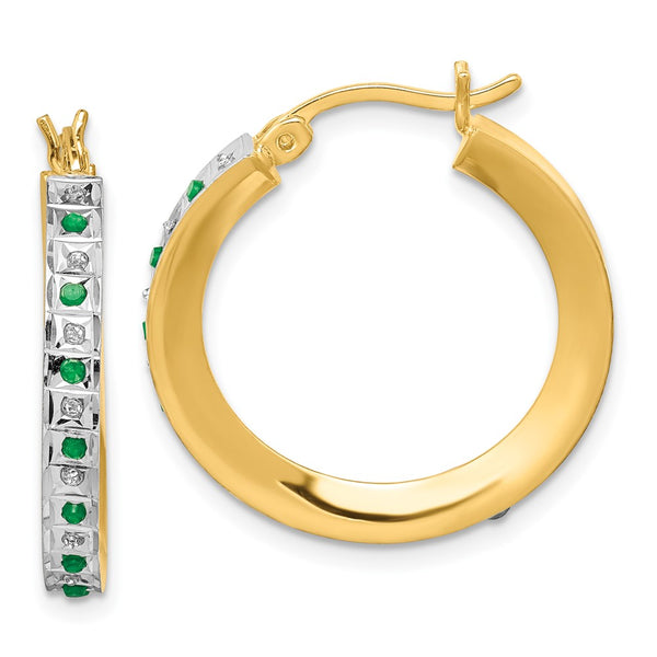 Diamond Mystique Round Hoop Earrings in 18K Gold-Plated Silver