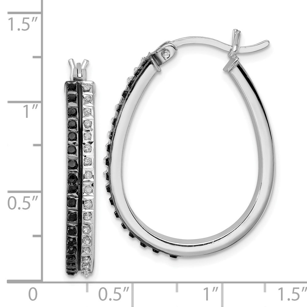 Shop Exclusive Black & White Diamond Hoop Earrings in Platinum-Plated Silver