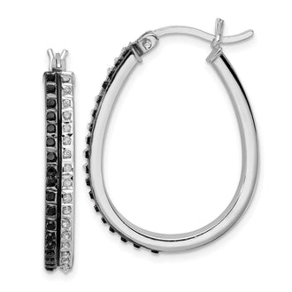 Shop Exclusive Black & White Diamond Hoop Earrings in Platinum-Plated Silver