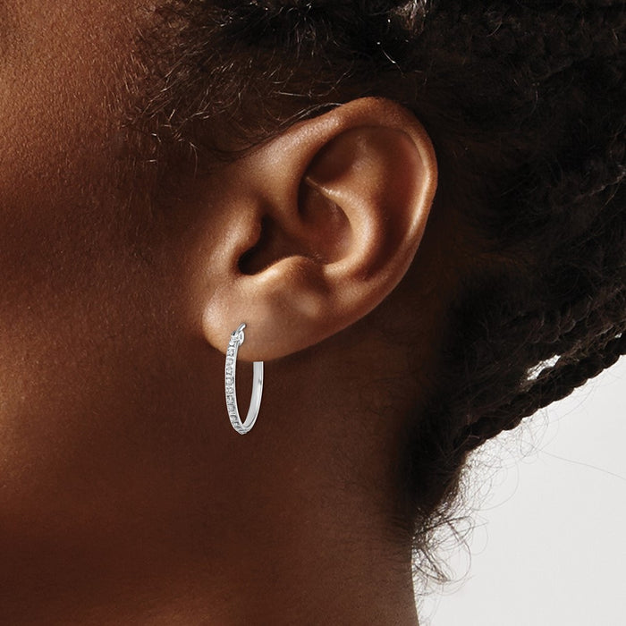 Buy Stylish Diamond Fascination Round Hoop Earrings in Sterling Silver, Luxury Design-3