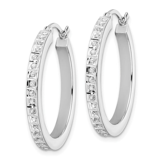 Shop Designer Diamond Fascination Mystique Sterling Silver Hoop Earrings - Luxury Style