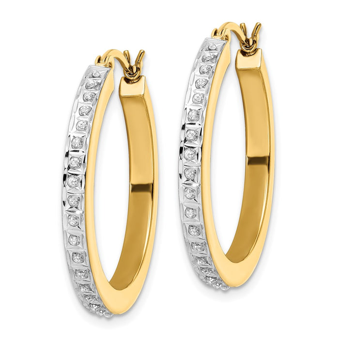 Exclusive Diamond Hoop Earrings in Sterling Silver & 18K Gold Plating-2