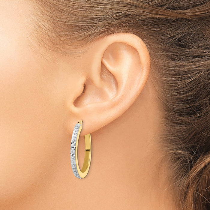Exclusive Diamond Hoop Earrings in Sterling Silver & 18K Gold Plating-3