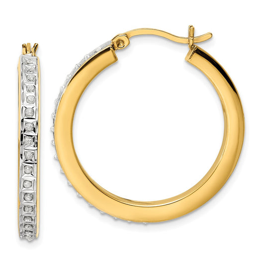 Exclusive Diamond Hoop Earrings in Sterling Silver & 18K Gold Plating
